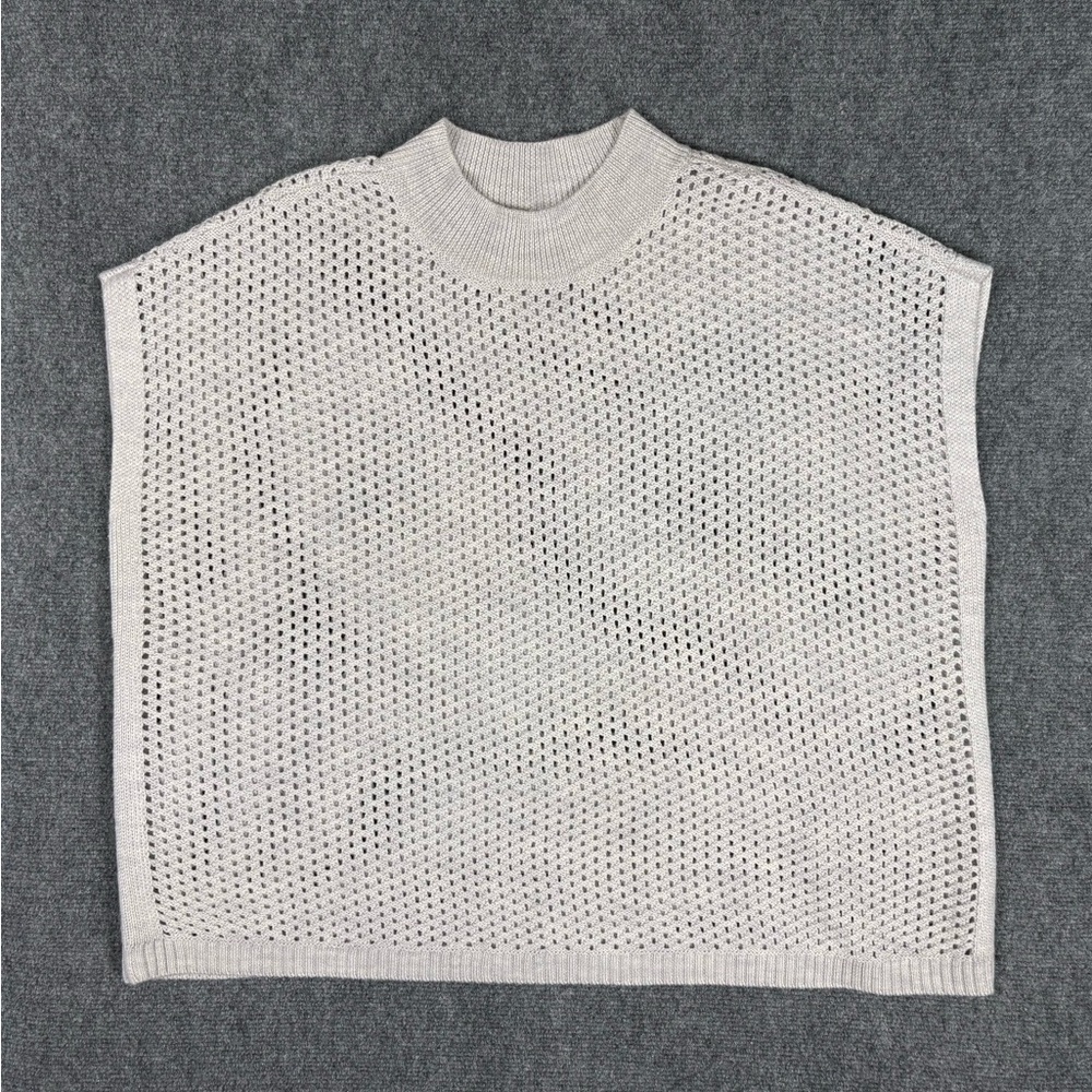 Eileen Fisher Open Knit Sleeveless Sweater Neutral Mock Neck